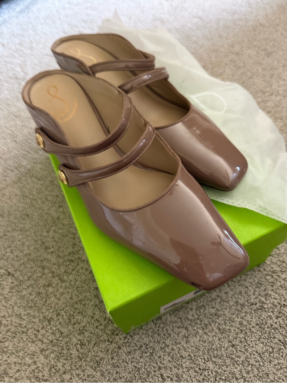 Sam Edelman McKenna Brown Patent Leather Mary Jane Mules Size 9.5.